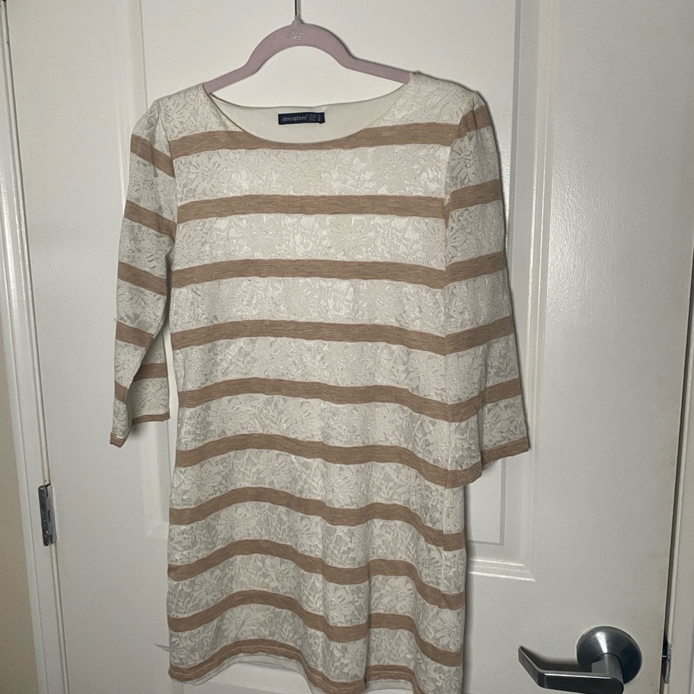 Striped Beige and White Dress
